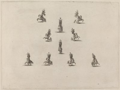Diez caballeros con grandes cascos con plumas, 1652 de Stefano della Bella