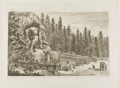 La estatua colosal de los Apeninos, de Vistas de Villa di Pratolino de Stefano della Bella
