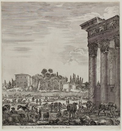 El Templo de Antonino y el Campo Vaccino de Stefano della Bella
