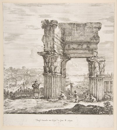 El Templo de Vespasiano y el Foro Romano de Stefano della Bella