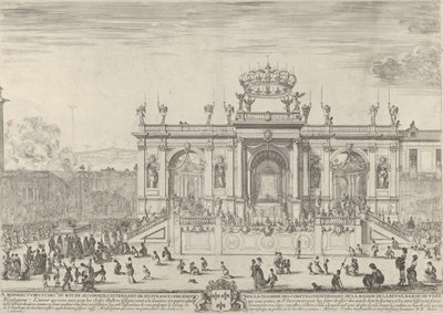 El altar del santo sacramento, a la izquierda, el sacramento bajo un dosel, llevado en procesión, ca. 1648 de Stefano della Bella