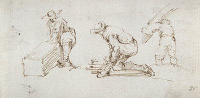 Estudios de tres figuras de Stefano della Bella