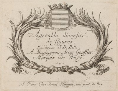 Página de título para Agreable diversite de figures, 1642 de Stefano della Bella