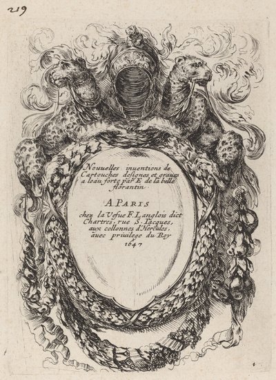 Página de título para "Nouvelles inventions de Cartouches" de Stefano della Bella