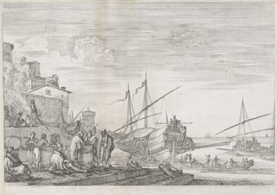Dos galeras en el puerto de Livorno Puerto de Livorno (título de la serie) Vues de port de Livourne (título de la serie) de Stefano della Bella