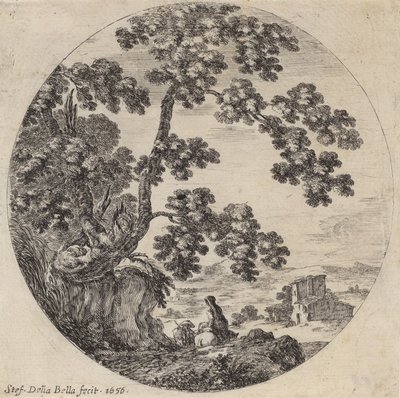Dos viajeros pasando junto a un viejo roble, 1656 de Stefano della Bella