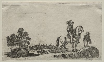 Varias figuras y paisajes: Un jinete perdido preguntando el camino de Stefano della Bella