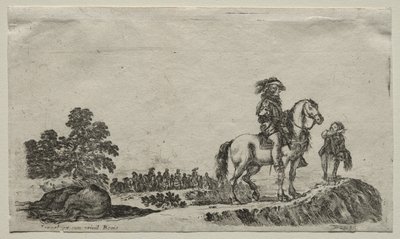Varias figuras y paisajes: Un jinete perdido preguntando el camino, 1649 de Stefano della Bella