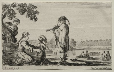 Varias Figuras y Paisajes: Un Violinista, 1649 de Stefano della Bella