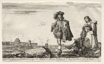 Varias Figuras y Paisajes: Página de Título - Tres Figuras de Stefano della Bella
