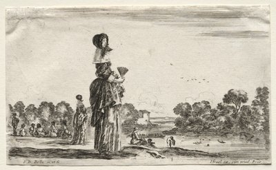 Varias figuras y paisajes: mujeres observando bañistas a lo largo de un río, 1649 de Stefano della Bella