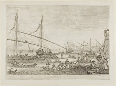 Vista de fortificaciones, de Vistas del puerto de Livorno de Stefano della Bella