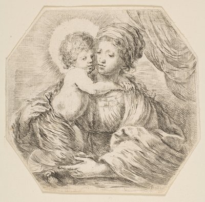 Virgen y Niño Jesús, una composición octogonal, ca. 1649 de Stefano della Bella