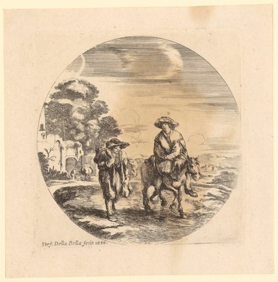 Dos viajeros, uno a caballo y otro a pie de Stefano della Bella
