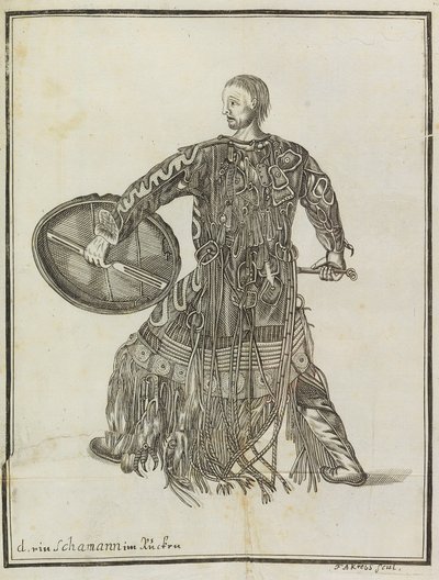Un chamán. De Descripción del país Kamchatka, c. 1750 de Steller