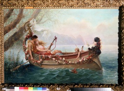 Dans un bateau (En un barco). Pintura de Stepan Vladislavovich Bakalovich (1857-1947). Huile sur toile de Stepan Vladislavovich Bakalovich