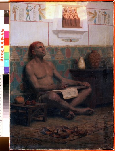 El escriba real Rahotep (dinastía XVII del antiguo Egipto). Pintura de Stepan Vladislavovich Bakalovich (1857-1947). Óleo sobre lienzo, 48 x 33 cm de Stepan Vladislavovich Bakalovich