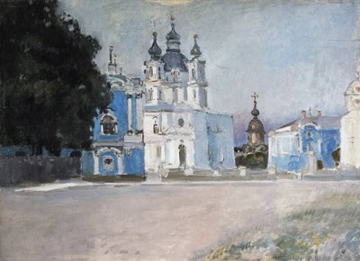 Le couvent Smolny a Saint Petersbourg (El convento Smolny en San Petersburgo) - Peinture de Stepan Petrovich Yaremich (1869-1938/1939) - Huile sur toile, debut 20e, art russe, debut 20e siecle - State Hermitage, Saint Petersbourg de Stepan Yaremich