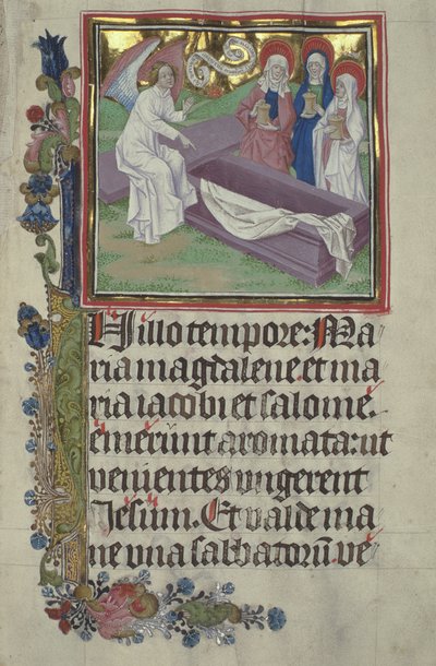 Ms. Czart. 3017 IV, fol.9r Las Santas Mujeres en la Tumba de Cristo de Stephan Lochner