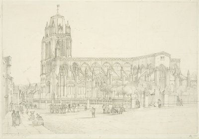 Vista sur de la Iglesia de St Mary Redcliffe, c.1835 de Stephen C. Jones