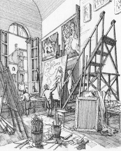 El estudio de un artista en Venecia de Stephen Conlin
