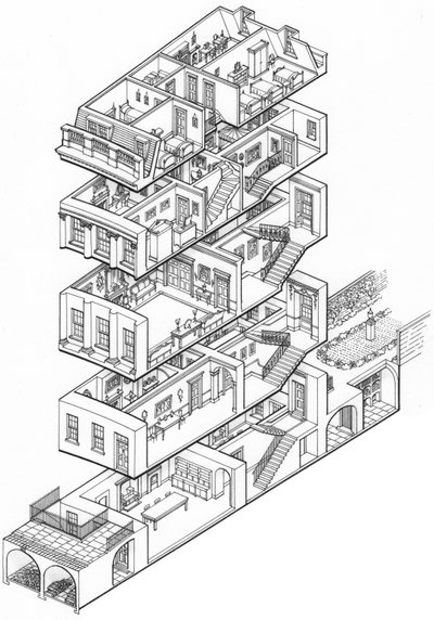Georgian House Cutaway, c.1760-1790 (dibujado en 2003) (tinta) de Stephen Conlin