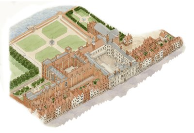 Somerset House, Londres, c.1609-1630 (tinta y acuarela) de Stephen Conlin