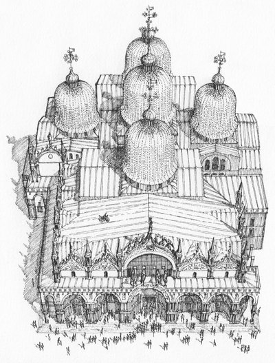 Basílica de San Marcos, Venecia, desde el aire de Stephen Conlin