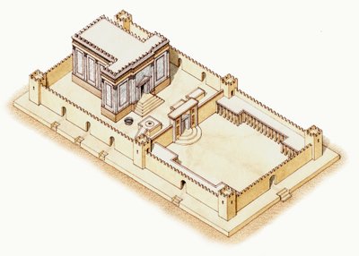 El Segundo Templo, Jerusalén, hacia 19 a.C.-70 d.C. (tinta y acuarela) de Stephen Conlin