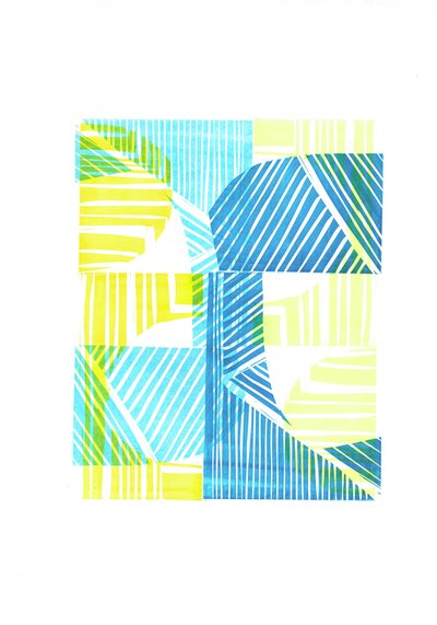 1973 II, 2016 (linograbado sobre papel) de Stephen Dow