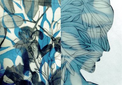 La Foret IX, 2017 (monocopia y collage) de Stephen Dow