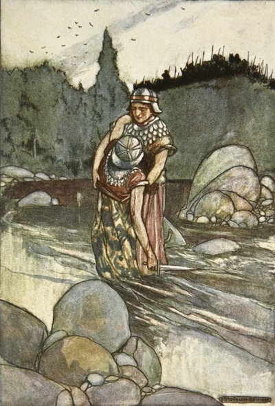 Ferdia cae de la mano de Cuchulain, ilustración de 