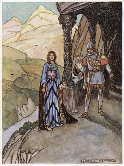 Ilustración de Siegfried el matadragones (litografía en color) de Stephen Reid