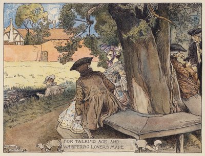 Ilustración para The Deserted Village de Oliver Goldsmith (litografía en color) de Stephen Reid
