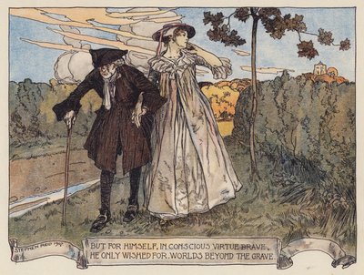 Ilustración para The Deserted Village de Oliver Goldsmith (litografía en color) de Stephen Reid