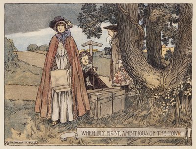 Ilustración para The Deserted Village de Oliver Goldsmith (litografía en color) de Stephen Reid