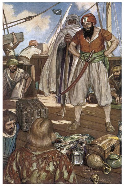 Representación de los piratas barbaros en el mar mediterráneo en "The Boy