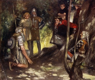 San Luis de Francia en el bosque de Vincennes (litografía en color) de Stephen Reid
