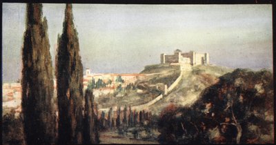 Spoletto, lugar de nacimiento de San Benito, ilustración de 