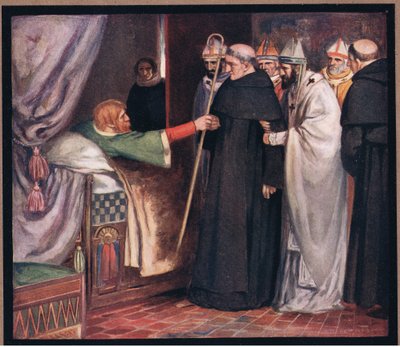 San Anselmo rechaza el Arzobispado (litografía en color) de Stephen Reid