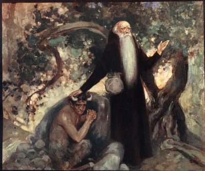 San Antonio y el Sátiro, ilustración de 