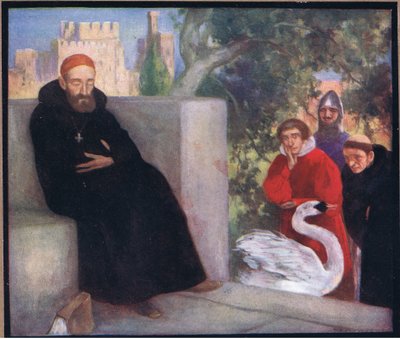 San Hugo de Lincoln y el cisne (litografía en color) de Stephen Reid