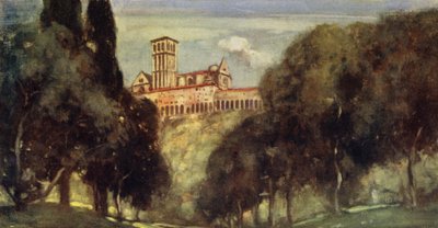 Convento y Basílica de San Francisco, Asís (litografía en color) de Stephen Reid
