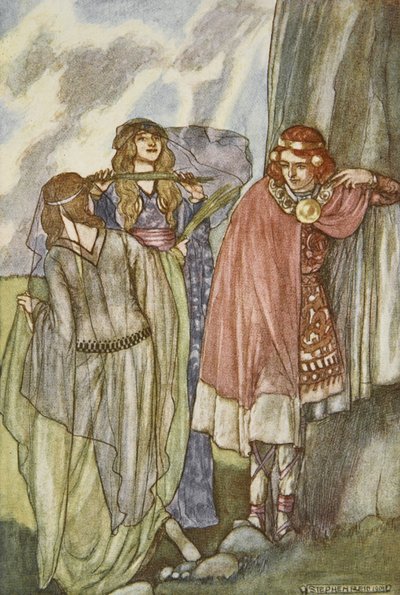 Las hadas doncellas del cisne, ilustración de "Cuchulain, The Hound of Ulster", de Eleanor Hull (1860-1935) de Stephen Reid