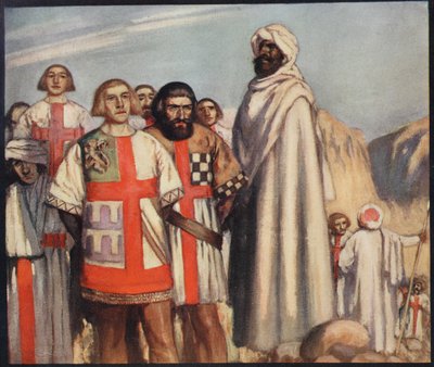 Los caballeros de la Cruz Roja en el poder de Saladino, ilustración de 