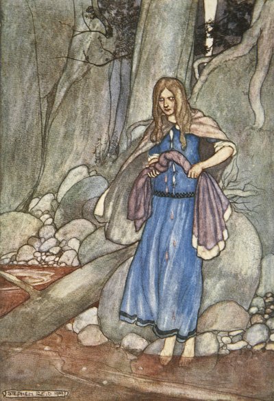 El vigilante del vado, ilustración de "Cuchulain, The Hound of Ulster", de Eleanor Hull (1860-1935) de Stephen Reid