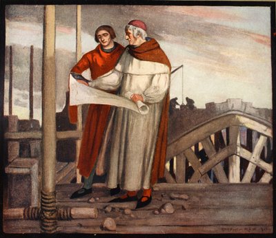 Guillermo de Wykeham, ilustración de "The Mighty Army" de Winifred M. Letts, pub. 1912 (litografía en color) de Stephen Reid