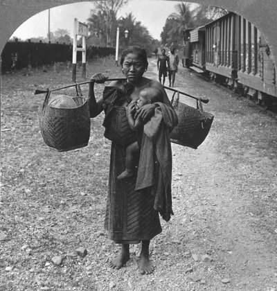Mujer Shan y niño, Alto Birmania, 1908 de Stereo Travel Co