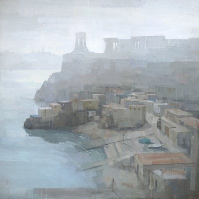 Una ciudad mediterránea envuelta en niebla de Steve Mitchell