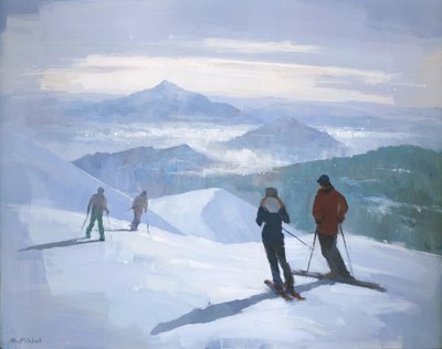 Esquiadores en picos nevados de Steve Mitchell